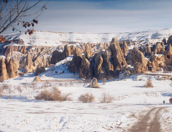 Atemberaubende Aussicht Auf Das Tal Der Wintersaison Kappadokien Nationalpark Türkei — Stockfoto
