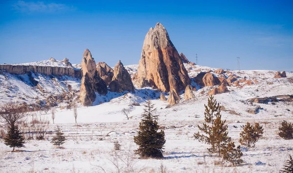 Atemberaubende Aussicht Auf Das Tal Der Wintersaison Kappadokien Nationalpark Türkei — Stockfoto