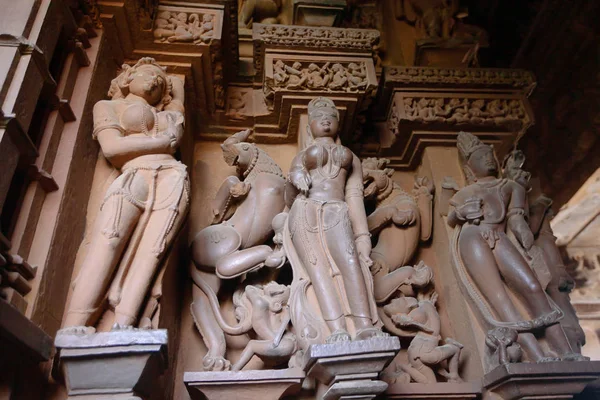 Interno Dei Templi Indù Giainisti Nella Città Khajuraho Madhya Pradesh — Foto Stock