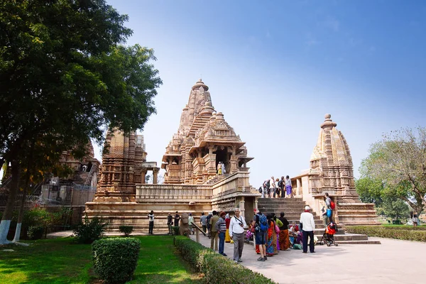 Groep Van Khajuraho Van Monumenten Hindoeïstische Jain Tempels Madhya Pradesh — Stockfoto