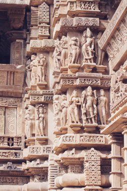 Antik kısma Khajuraho, Hindistan'da ünlü erotik Tapınağı'nda. UNESCO Dünya Miras Listesi