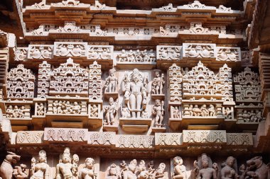 Antik kısma Khajuraho, Hindistan'da ünlü erotik Tapınağı'nda. UNESCO Dünya Miras Listesi