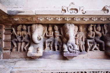 Antik kısma Khajuraho, Hindistan'da ünlü erotik Tapınağı'nda. UNESCO Dünya Miras Listesi