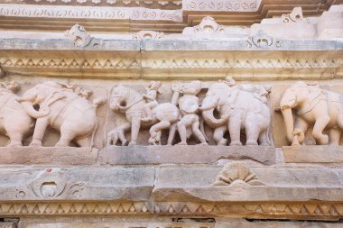 Antik kısma Khajuraho, Hindistan'da ünlü erotik Tapınağı'nda. UNESCO Dünya Miras Listesi
