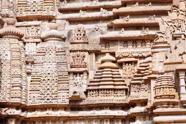 Khajuraho, Hindistan'da ünlü erotik Tapınağı'nda antik kısma.