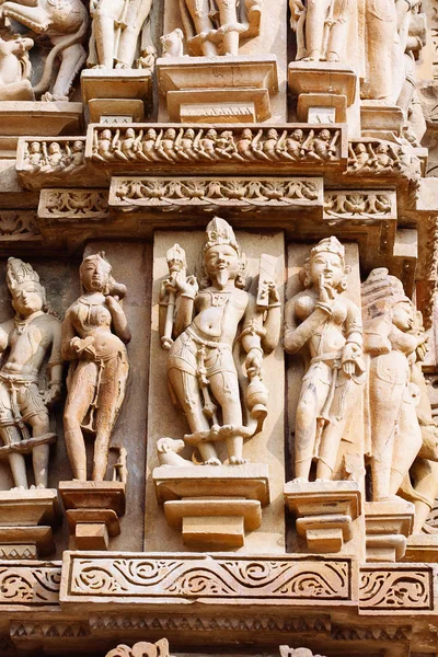 Oude Bas Reliëf Beroemde Erotische Tempel Khajuraho India Unesco Werelderfgoed — Stockfoto