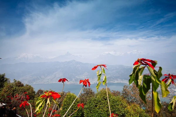 Berühmten Touristischen Blick Auf Phewa See Und Annapurna Gebirge Von — Stockfoto