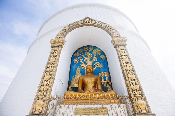 Világ Béke Pagoda Shanti Sztúpát Ananda Dombtetőn Pokhara Nepál — Stock Fotó