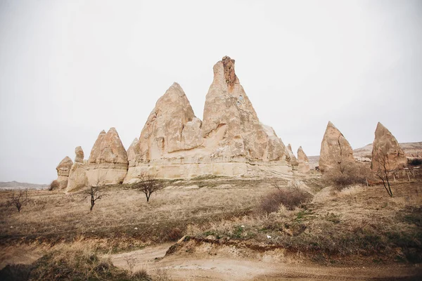 Impresionante Vista Del Valle Temporada Invierno Parque Nacional Capadocia Turquía — Foto de Stock