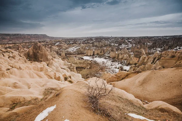 Impresionante Vista Del Valle Temporada Invierno Parque Nacional Capadocia Turquía — Foto de Stock