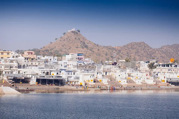 Pohled Město Pushkar Rajasthan Jedním Nejsvětějších Města Indii — Stock fotografie