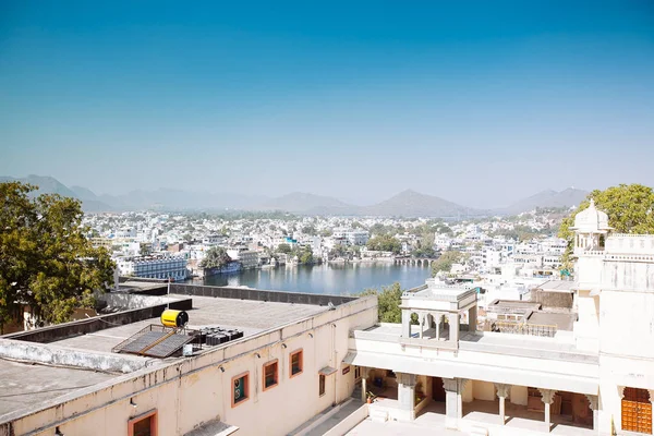 Flygfoto Över Staden Udaipur Rajasthan Indien — Stockfoto