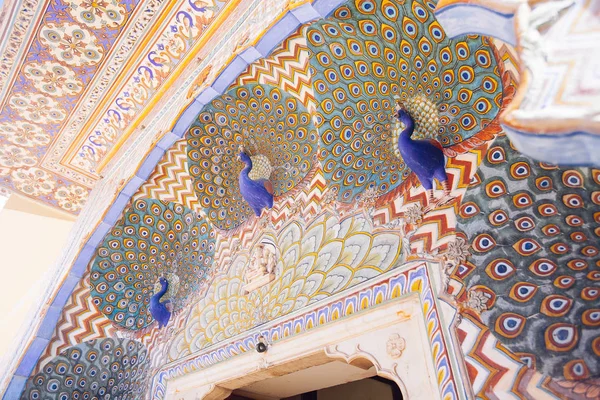 Peacock Gate Pitam Niwas Chowk Jaipur City Palace Rajasthan India — Stock Photo, Image