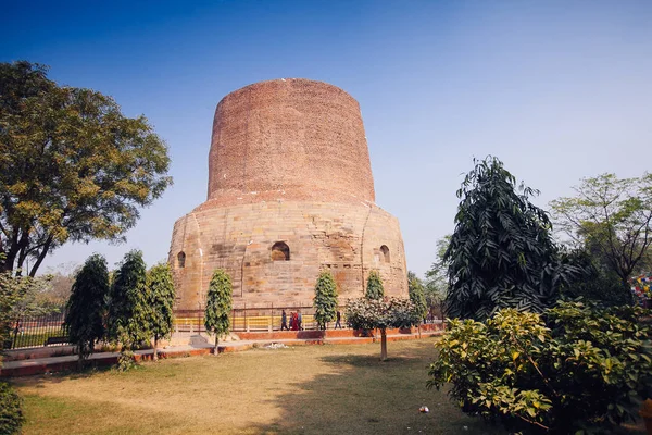 Monumento Dhamek Stupa Sarnath Varanasi Uttar Pradesh India —  Fotos de Stock