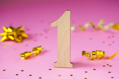 Yıldız ve glitter arka plan üzerinde 1 numaralı kutlama 