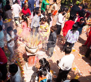 Phnom penh, Kamboçya - 31 Ocak 2014 insanlar kutlamak Çin 