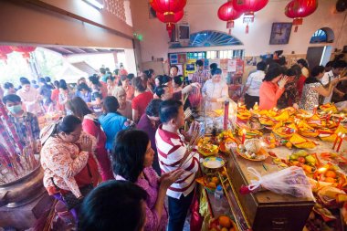 Phnom penh, Kamboçya - 31 Ocak 2014 insanlar kutlamak Çin 