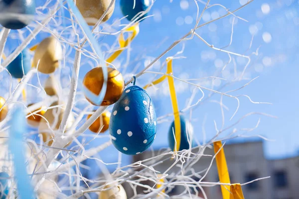 Easter eggs on tree branches — Stock Photo, Image