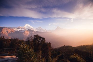 Annapurna alan dağlar Nepal Himalayalar