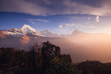 Annapurna alan dağlar Nepal Himalayalar