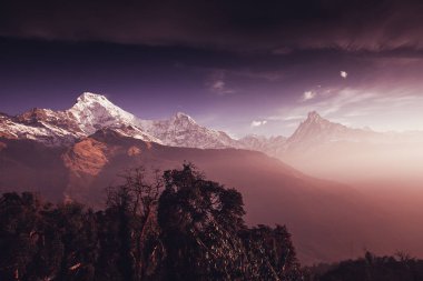Annapurna alan dağlar Nepal Himalayalar