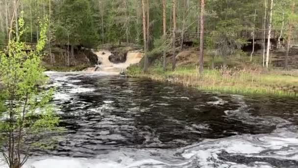 Cachoeira Alta Hora Água Carélia Rússia — Vídeo de Stock