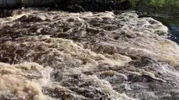 Girvas Volcano Became Waterfall High Water Time Karelia Russia — Stock Video