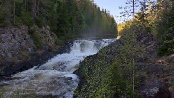 Kivačském Vodopád Karélii Severní Rusko — Stock video
