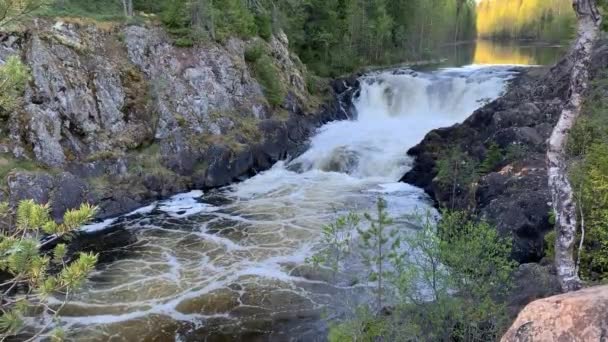 Kivach Vattenfall Karelen Norra Ryssland — Stockvideo