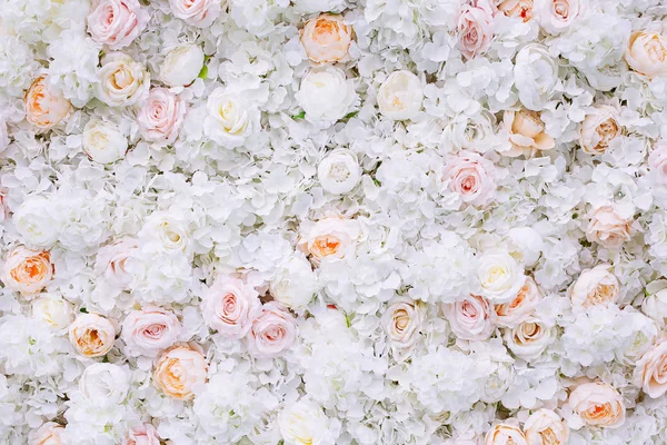 Fondo Pared Flores Con Rosas Blancas Naranja Claro — Foto de Stock
