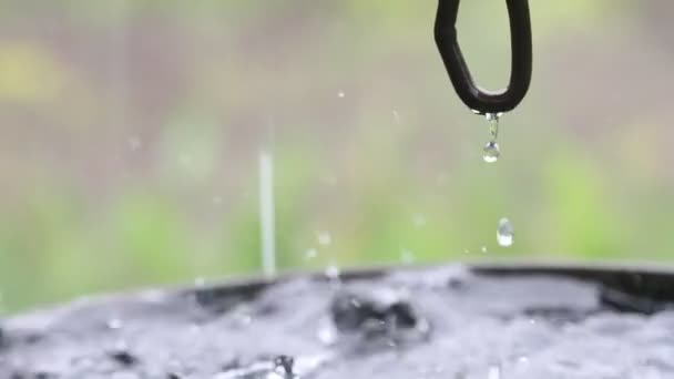 표면에 떨어지는 빗방울 스플래시 — 비디오