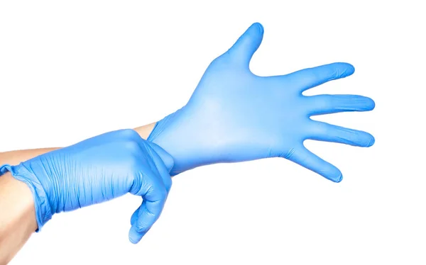Médecin portant des gants isolés sur blanc — Photo