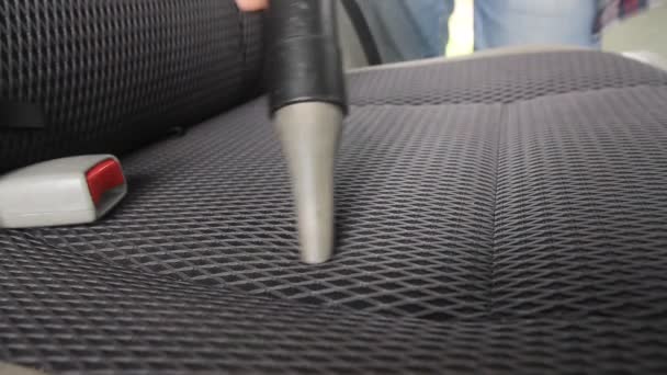 Chemical Cleaning Of Car S Interior Textile Seats With Professionally Vacuum Cleaner