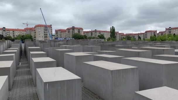 Berlin Tyskland Jul 2109 Holocaust Memorial Berlin Tyskland Minnesmärke Över — Stockvideo