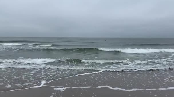 Moving Surface Waves Cold Baltic Sea Stormy Weather — Stock Video