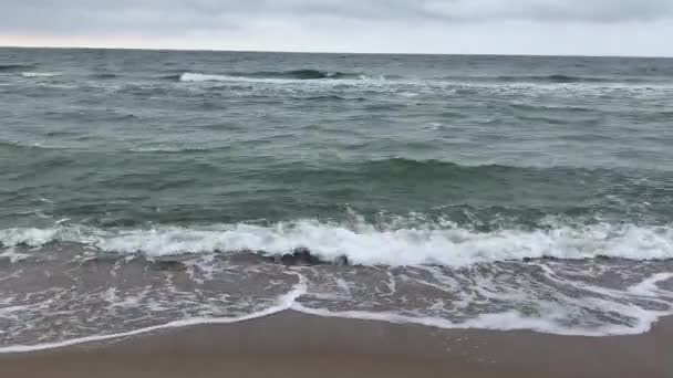 Moving Surface Waves Cold Baltic Sea Stormy Weather — Stock Video