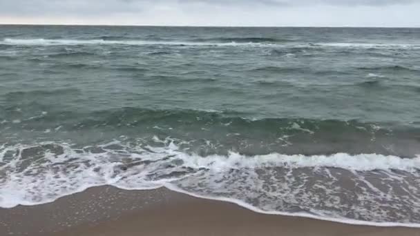 Moving Surface Waves Cold Baltic Sea Stormy Weather — Stock Video