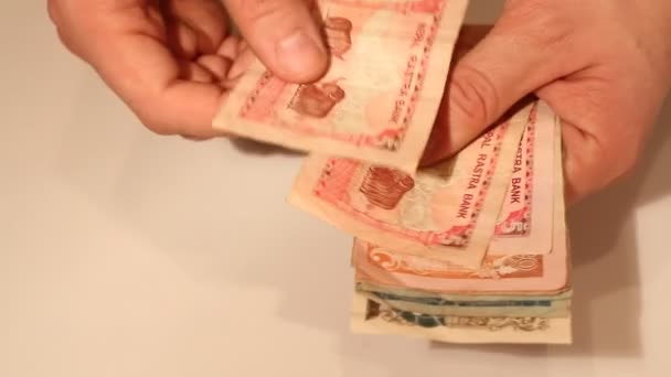 Manos Hombre Contando Billetes Rupia Nepalí Moneda Nacional Nepal Npr — Vídeos de Stock