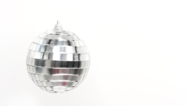 Disco Mirror Ball Spinning White Background — Stockvideo