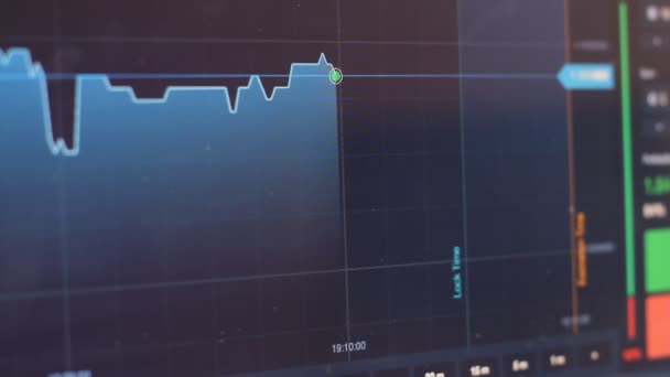 Gráfico Moneda Línea Cotizaciones Bolsa Gráfico Bursátil Ver Aplicación Pantalla — Vídeos de Stock