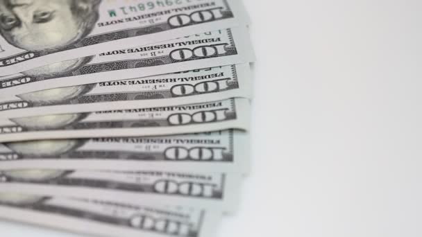 Spinning Stůl Sto Dolarové Bankovky Detail Rotace Papírové Peníze Detail — Stock video
