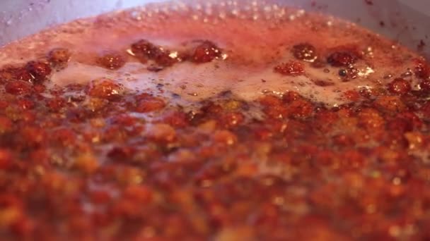 Preparare Una Marmellata Fragole Fatta Casa Far Bollire Frutta Una — Video Stock