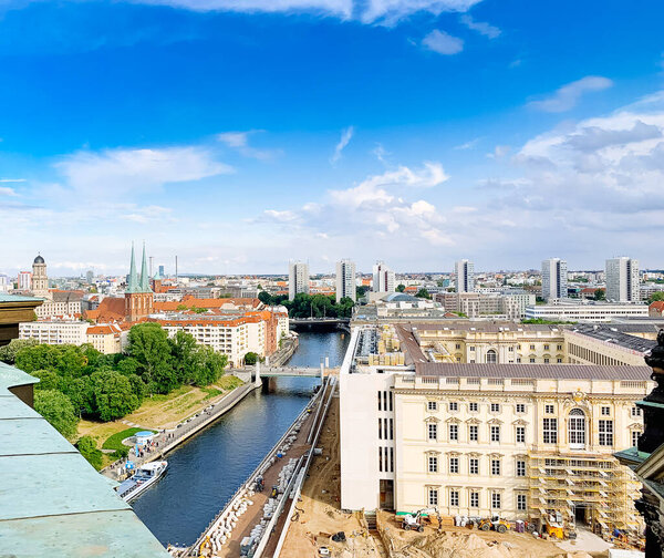 Skyline aerial view of Berlin city, Germany. View from Berliner Dom