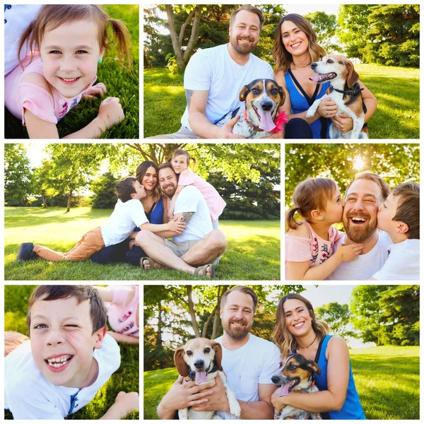 Glückliche Familie mit zwei Kindern — Stockfoto