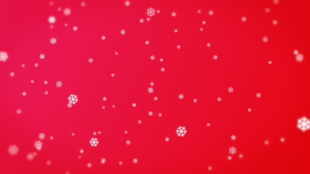 Animasi Video Gerak Abstrak Dengan Snowflakes Red Background — Stok Video