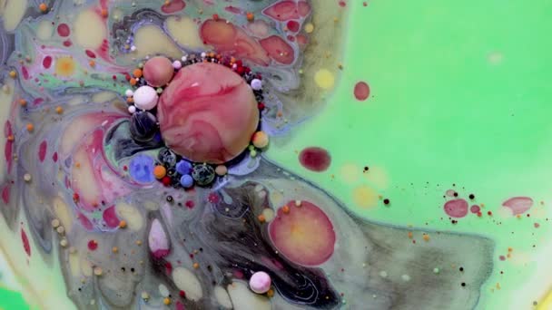 Peinture Acrylique Multicolore Avec Motif Marbre Peinture Abstraite Bulles — Video