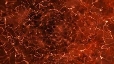 Parlayan parçacıklar ile soyut animasyon, alan derinliği ile altın dizeleri. Yüzen organik dönen bokeh ve ışık parçacıkları.