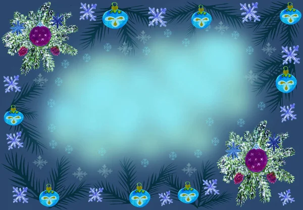 Tle Pięknej Szaro Niebieska Górnej Dolnej Rogi Kompozycje Świąteczne Sosnowych — Zdjęcie stockowe