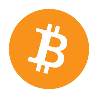 Bitcoin logosu beyaz arka plan üzerinde.