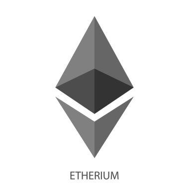 Etherium logosu beyaz arka plan üzerinde.